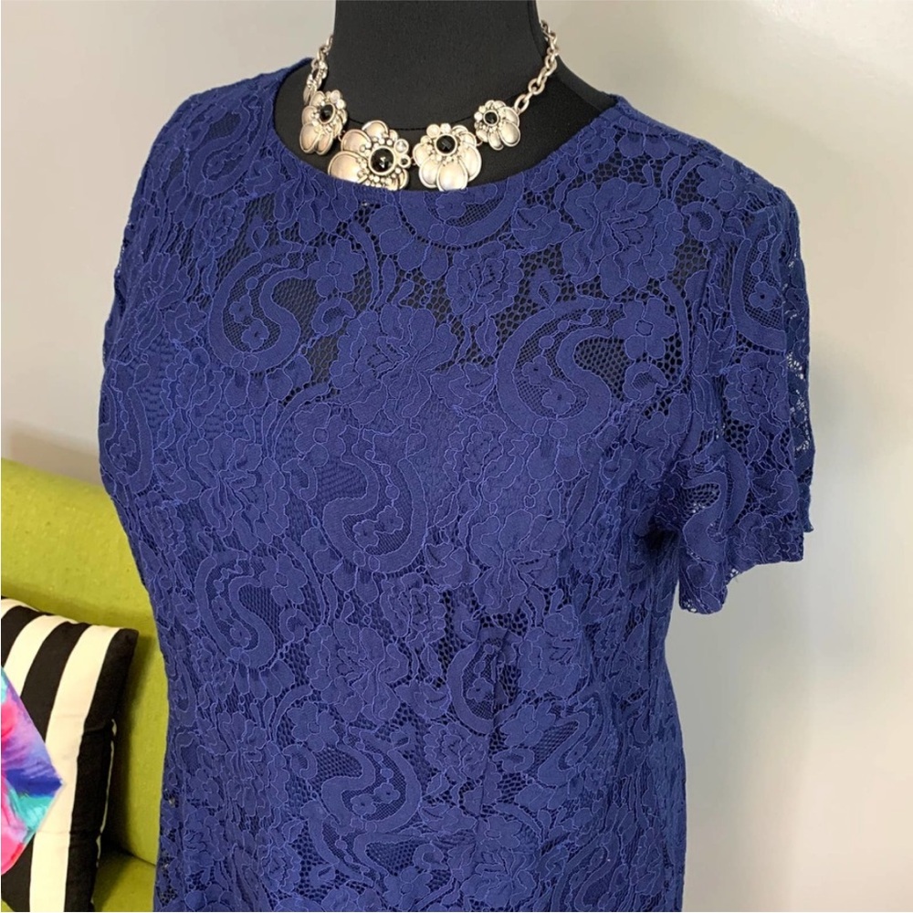 Dorothy Perkins Blue Lace Fit & Flare Dress size 20 Excellent Used Condition